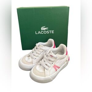 Lacoste Pink and White Sneaker shoes. Toddler:  Size 5. Comes w/ box. Worn Once.
